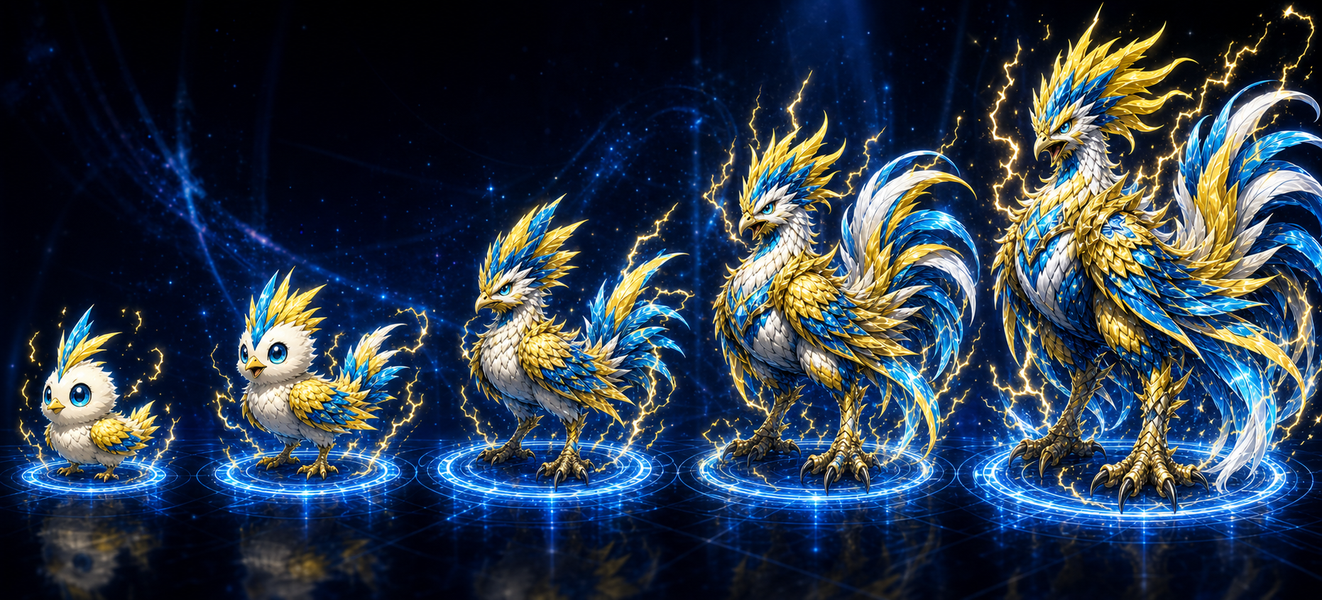 Blitz Evolution Line (Chick to mature staging)