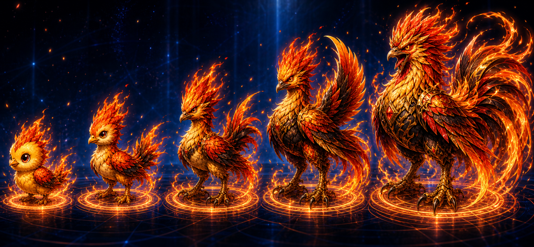 Cinder Evolution Line (Chick to mature staging)
